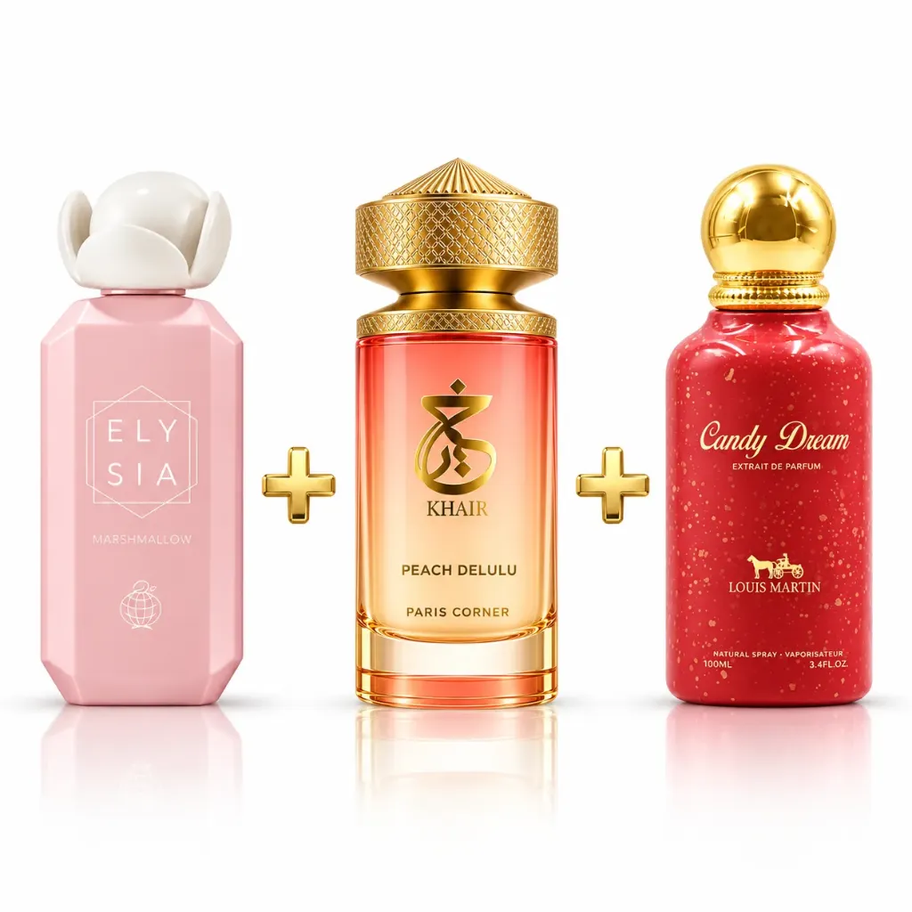Routine Gourmande - Elysia Marshmallow 100ml, Khair Peach Delulu 100ml & Candy Dream 100ml
