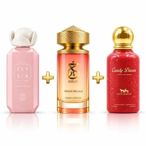 Routine Gourmande - Elysia Marshmallow 100ml, Khair Peach Delulu 100ml & Candy Dream 100ml